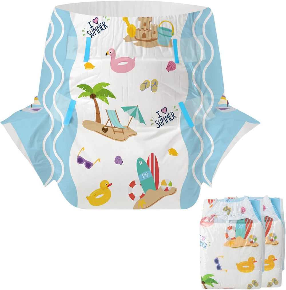 CutiePlusU Pañales para Adultos Paquete de 2 Bragas Desechables para Incontinencia con Solapas para Mujeres y Hombres Máxima Absorbencia Durante la Noche - Principito (Mediano 71-96 cm)