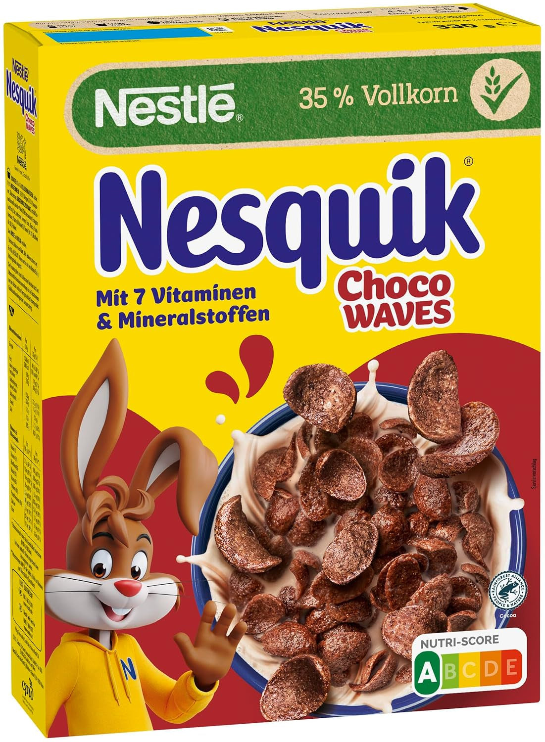 Nestlé Choco Waves, desayuno de chocolate crujiente en forma de ondas (33% de contenido de cereales integrales), 1 paquete (1 x 330 g)