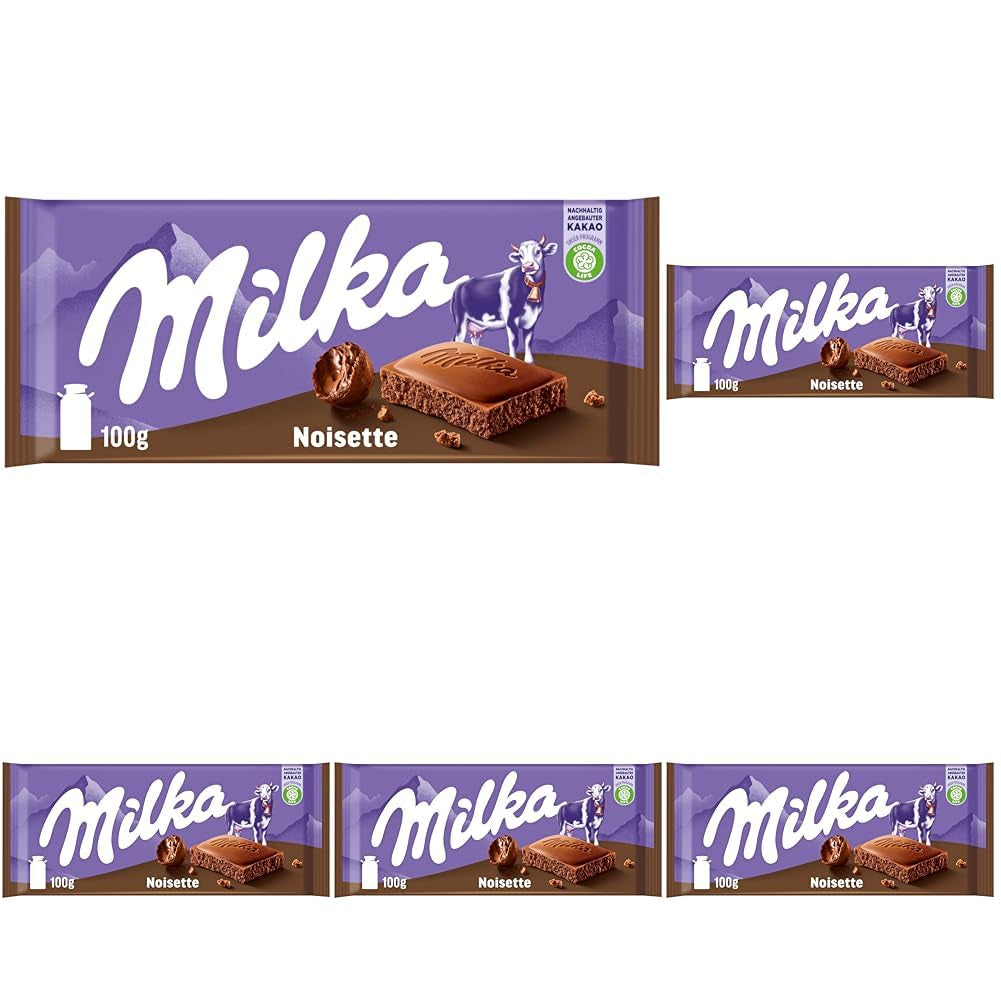 Milka Noisette – Chocolate con leche alpino con relleno delicado y cremoso de avellanas – 25 x 90 g