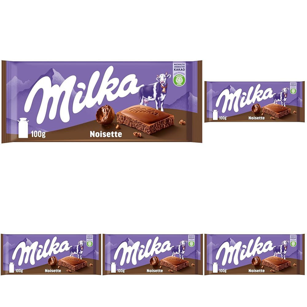 Milka Noisette – Chocolate con leche alpino con relleno delicado y cremoso de avellanas – 25 x 90 g