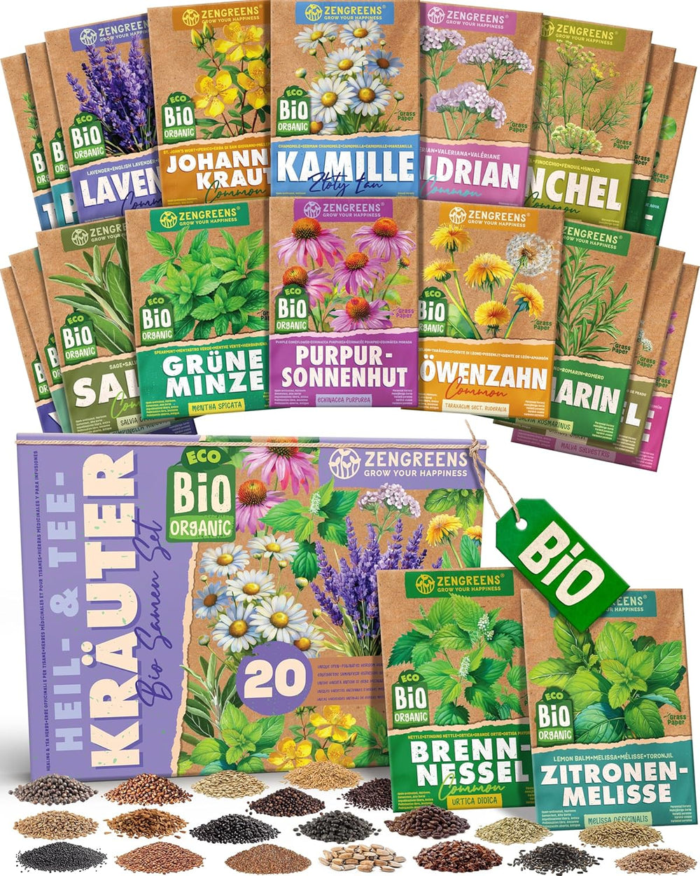 Semillas de Albahaca Orgánicas en un Juego de 6 - 6 Semillas de Albahaca para un fácil Cultivo en el jardín, balcón o Cama elevada - Semillas de Plantas - Plántulas