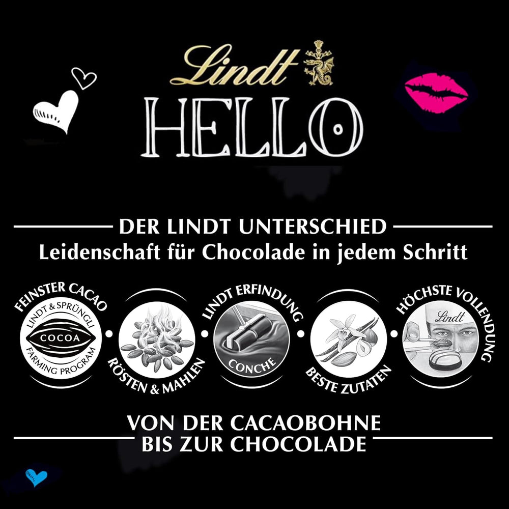 Lindt Hello Galletas y chocolate con crema | Barra 100g | Chocolate con Leche con Relleno de Galletas y Crema | Barra de chocolate | regalo de chocolate