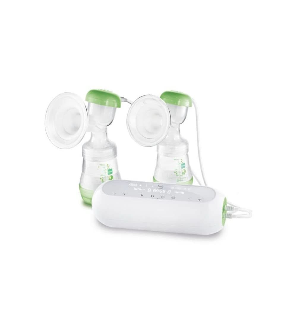 MAM - Elektrische Doppel-Milchpumpe – 2-In-1-Milchpumpe Mit 9 Intensitätsstufen und 3 Stunden Akkulaufzeit – 2 Easy Start Anticolic Flaschen & 2 Vorratsdosen Inklusive – Verde Accesorios Alimentación y lactancia Baby Naty Shop