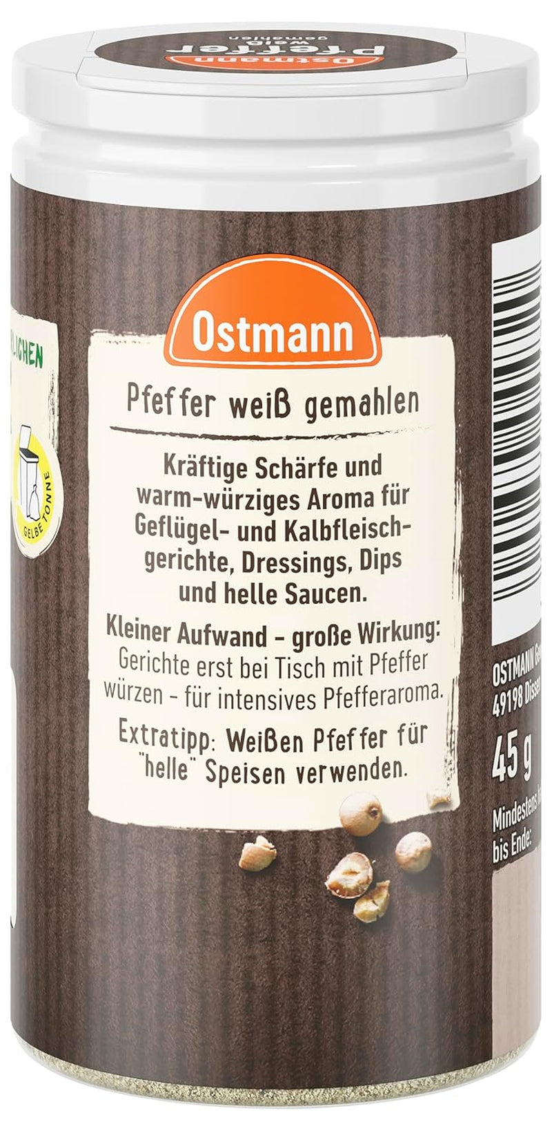 Ostmann Pfeffer blanco gemahlen, 45 g