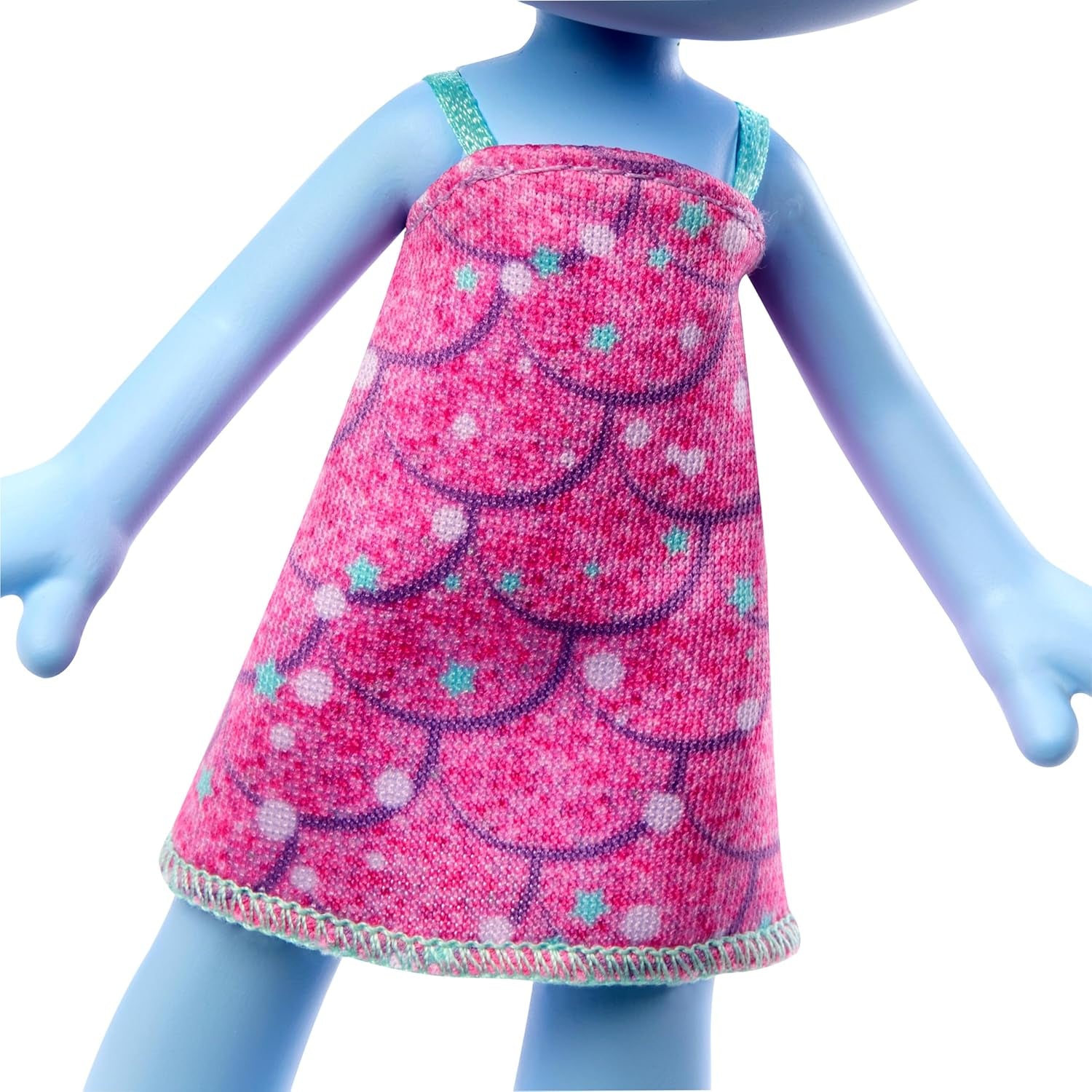 Mattel DREAMWORKS TROLLS Gemeinsam Stark – Haarige Überraschungen Chenille Puppe mit leuchtend blauem Haar zum Stylen, lila Stirnband, para niños de 3 años, HNF15