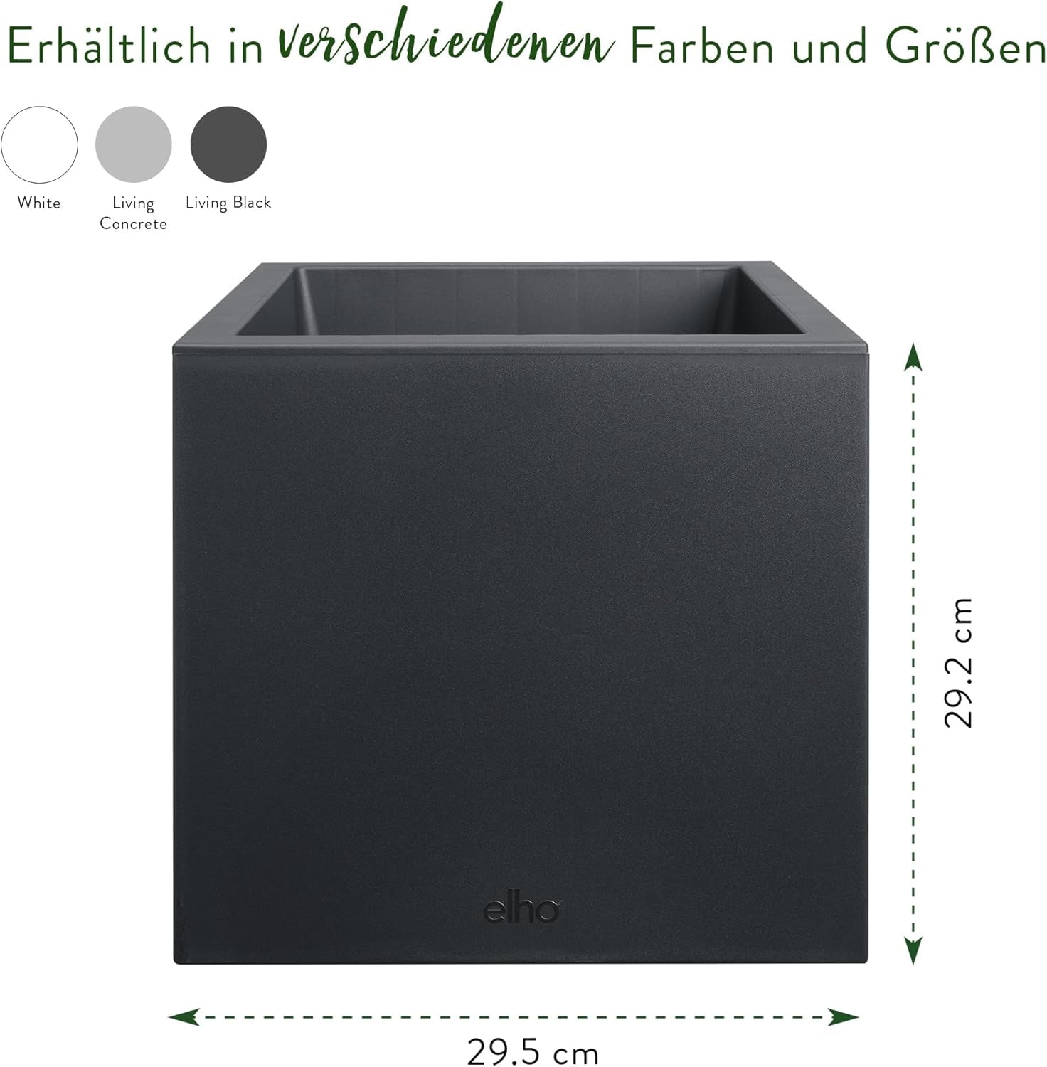 elho Vivo Next Square 30 - Cutie cu flori pentru interior și exterior - 100% plastic reciclat - L 29,5 x Î 29,5 cm - Negru/Negru viu