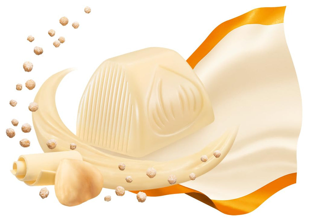 Ferrero Küsschen White Crispy - Regalo de San Valentín para él y para ella - Avellanas tostadas crujientes en crema ligera con chips crujientes, cubiertas de chocolate blanco, 1 paquete de 20 bombones individuales