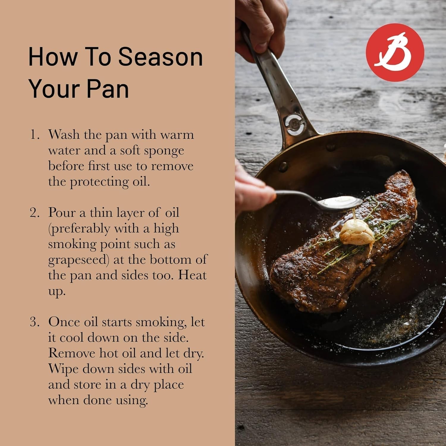 Sartén MINERAL B PRO Fabricada en acero Ollas y Sartenes Naty Shop