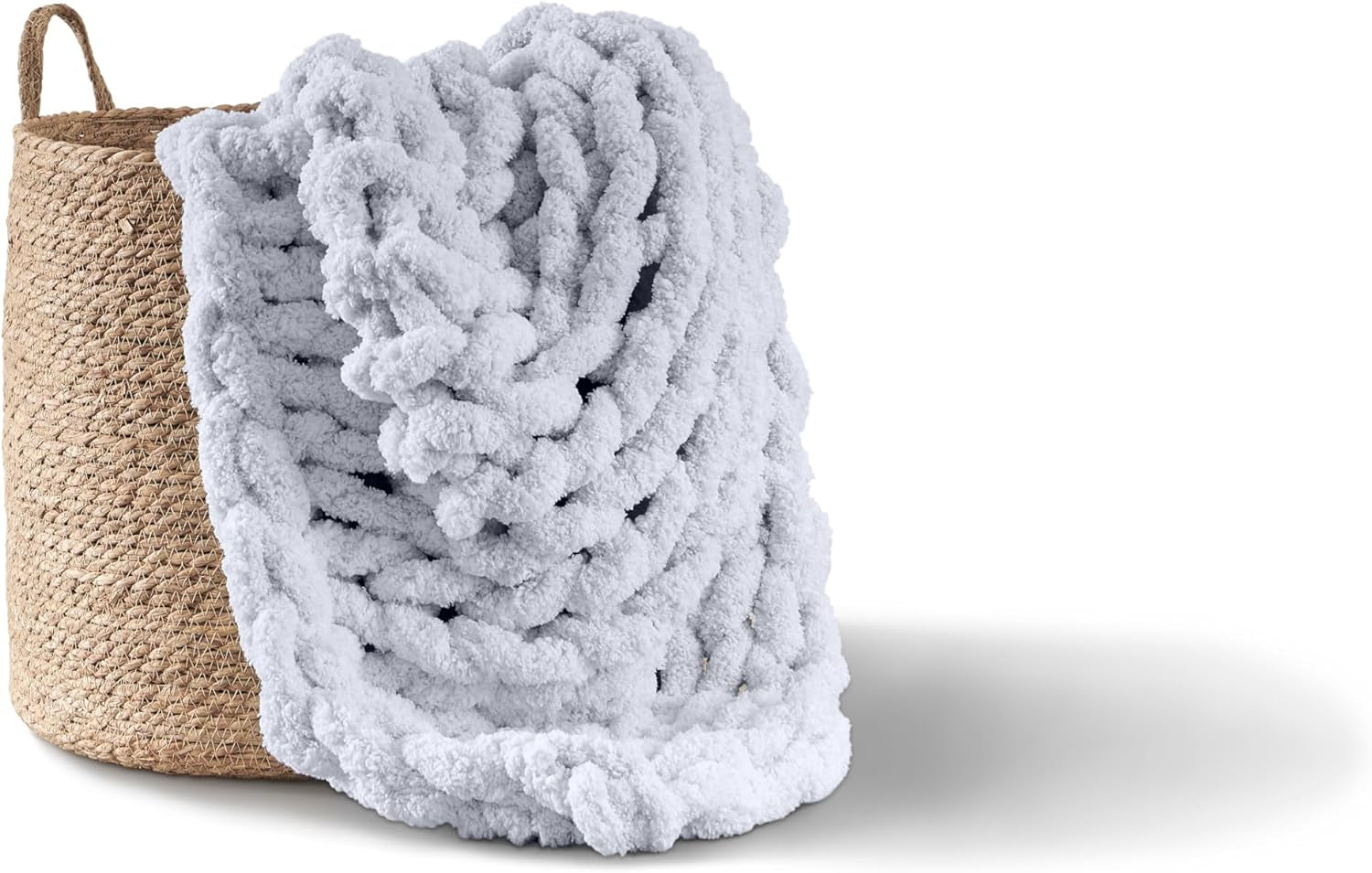 Manta de punto grueso, manta, 100% tejida a mano con hilo de chenilla jumbo (127 X 152,4 Cm, gris lila) Camas y mantas Adyrescia Gris claro 50"X60"