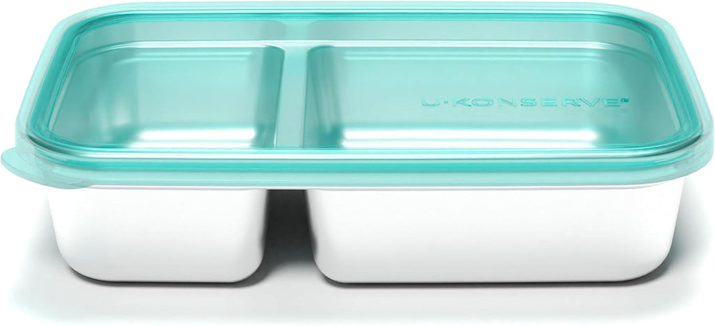 U Konserve - Recipient dreptunghiular împărțit pentru alimente din oțel inoxidabil cu capac din silicon - Island Teal - 28oz / 825ml Cutii depozitare alimente Naty Shop Island Teal 28 Oz