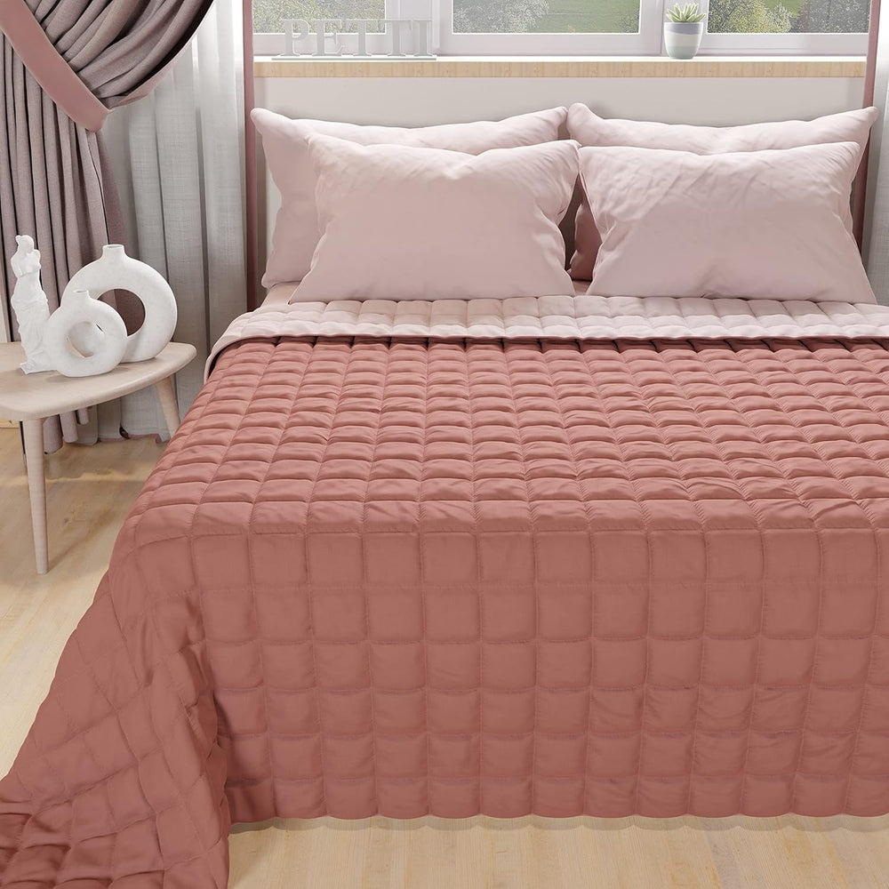 PETTI Artigiani Italiani - Cubrecama individual, colcha de doble cara, colcha de muelles, azul medianoche, blanco, 100% Made in Italy