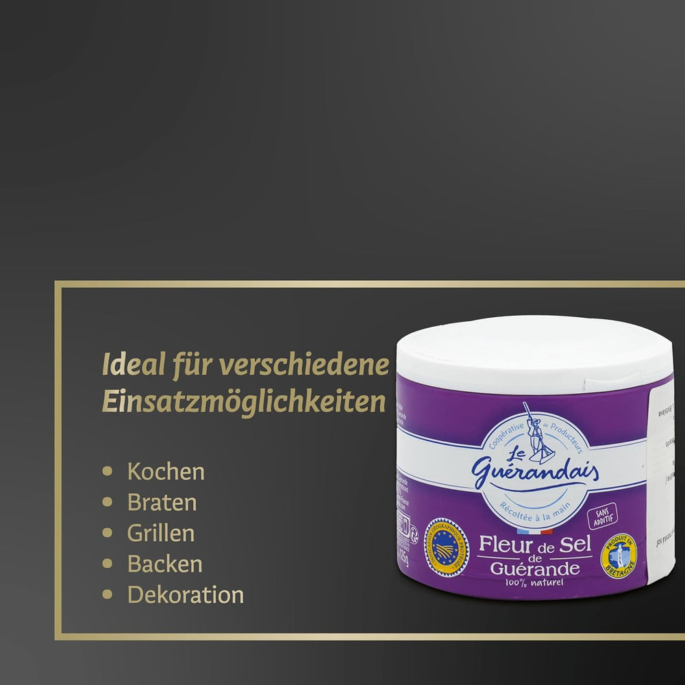Handgeschöpftes Fleur de Sel, DE GUERANDE, dosis de 125 g