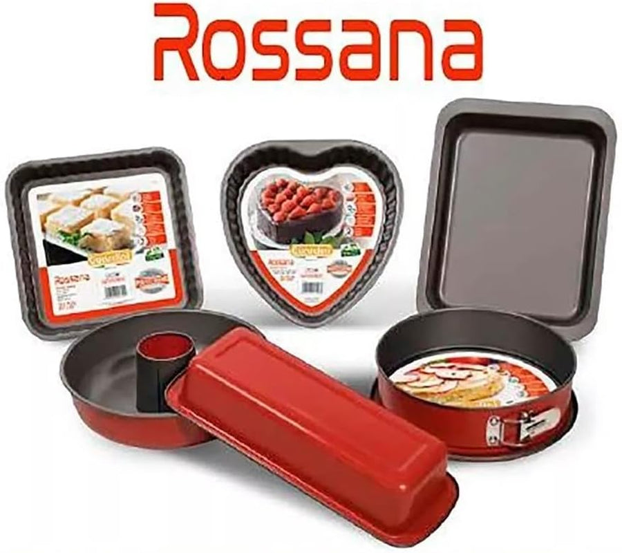 Rossana, Molde para budín con cono 23 cm, revestimiento antiadherente, color rojo/gris, acero inoxidable Moldes y bandejas Naty Shop