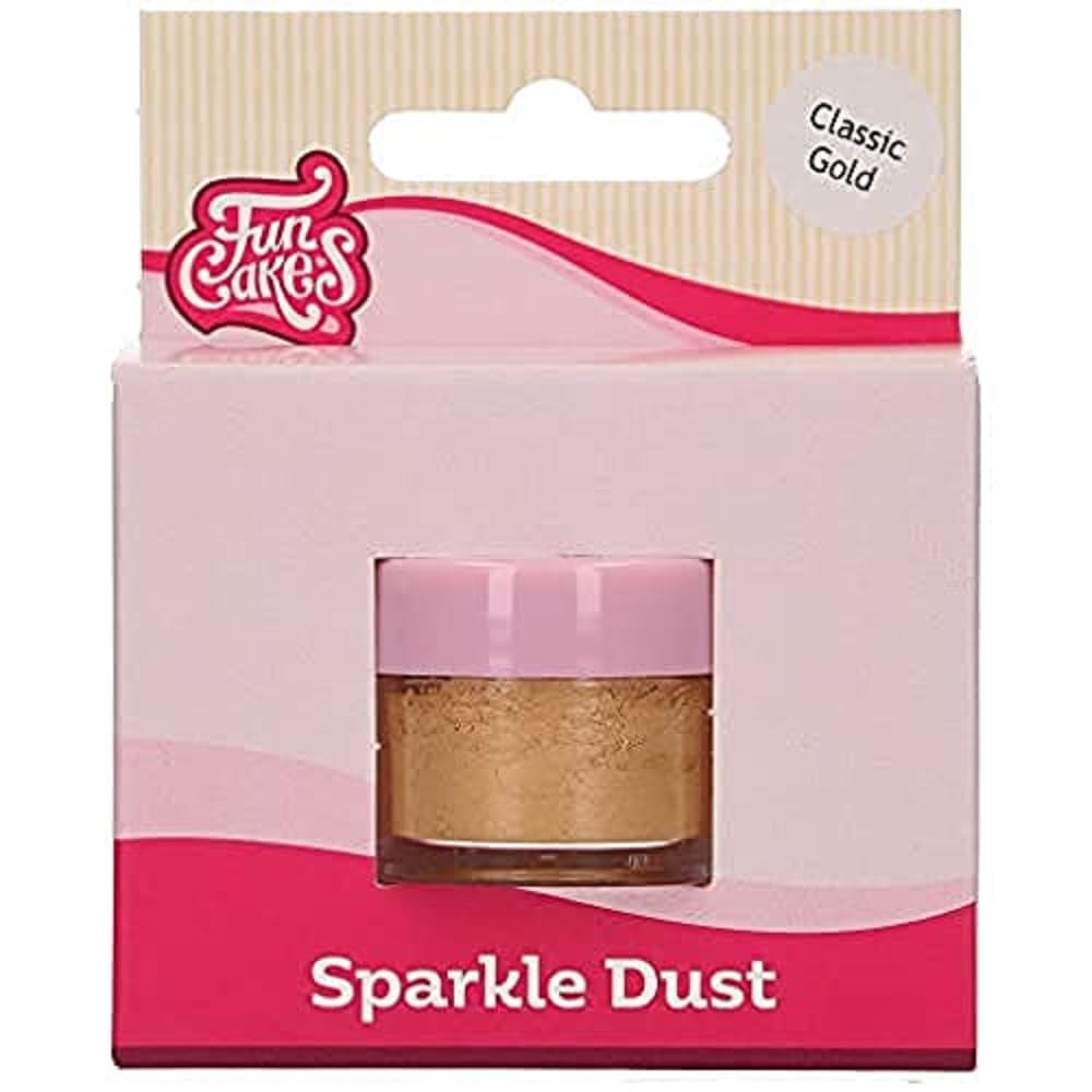 Funcakes Sparkle Dust Classic Gold: Pudră colorată strălucitoare pentru alimente, pentru decorarea torturilor, certificată Halal