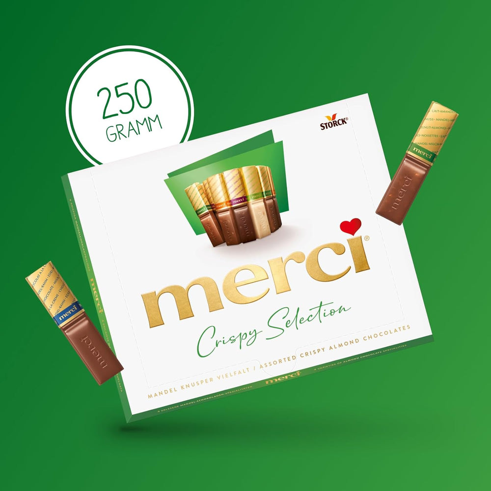 merci Finest Selection Almond Crunch Variedad – 1 x 250 g – Especialidades refinadas con nueces y chocolate – Bombones rellenos y sin relleno