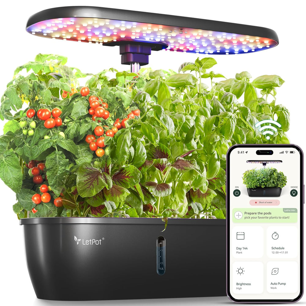 LPH-Max Kit Sistema de Cultivo Hidropónico, 21 Cápsulas, App y WiFi, Control Automático, Jardín Interior Inteligente con Luz LED de 36W, Kit de Riego Automático por Goteo, Cuidado Autogestionado