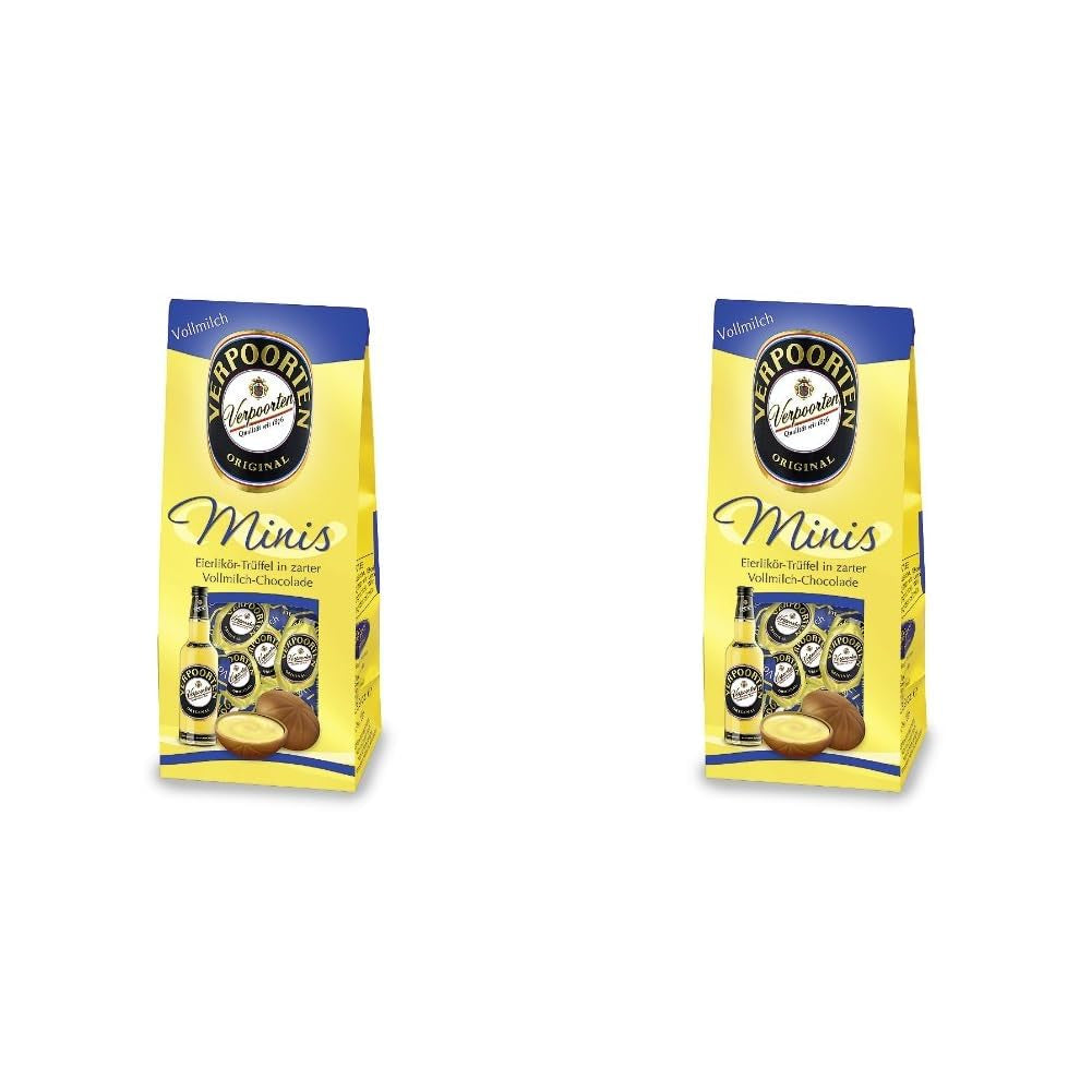 RCP Verpoorten Minis, Trufas de ponche de huevo, chocolate con leche alpino, relleno líquido, contiene alcohol, gran regalo, 110 g (paquete de 2)