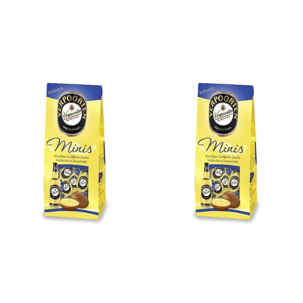 RCP Verpoorten Minis, Trufas de ponche de huevo, chocolate con leche alpino, relleno líquido, contiene alcohol, gran regalo, 110 g (paquete de 2)