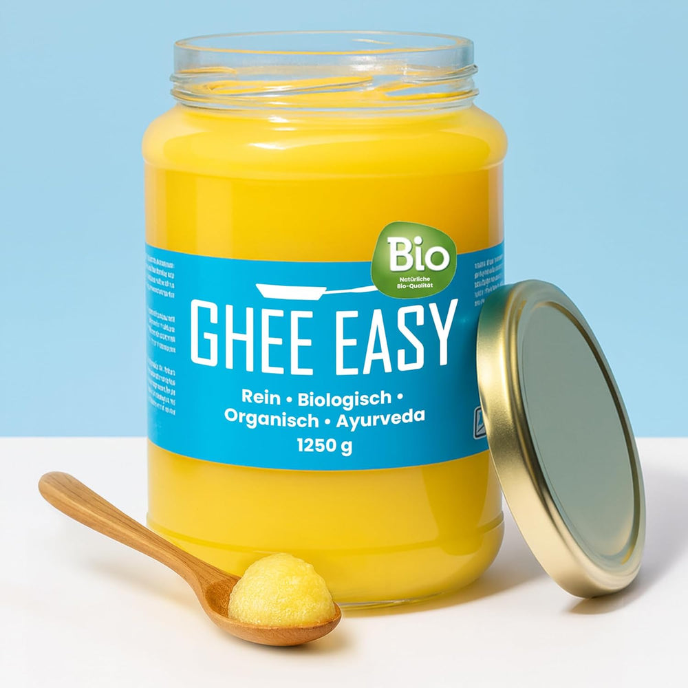 Ghee Easy 850g Ghee Bio von Grasgefütterten Kühen - Ghee Butter sin Zusatzstoffe - Zertifiziert Organisch & Biologisch - Hochreines Ayurveda Ghee sin lactosa y gluten - 100% europeo