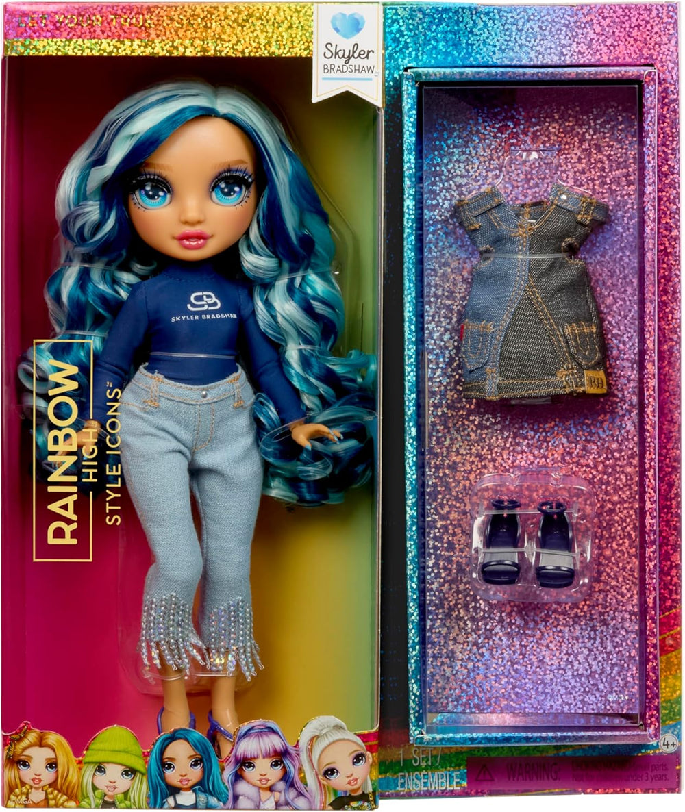 Rainbow High Style Icons Jade – 28 cm Modepuppe mit Langem, Kämmbarem Haar, Zweitem Outfit, Passender Tasche und einem Zweiten Paar Schuhe, Beweglich mit 13 Gelenkpunkten
