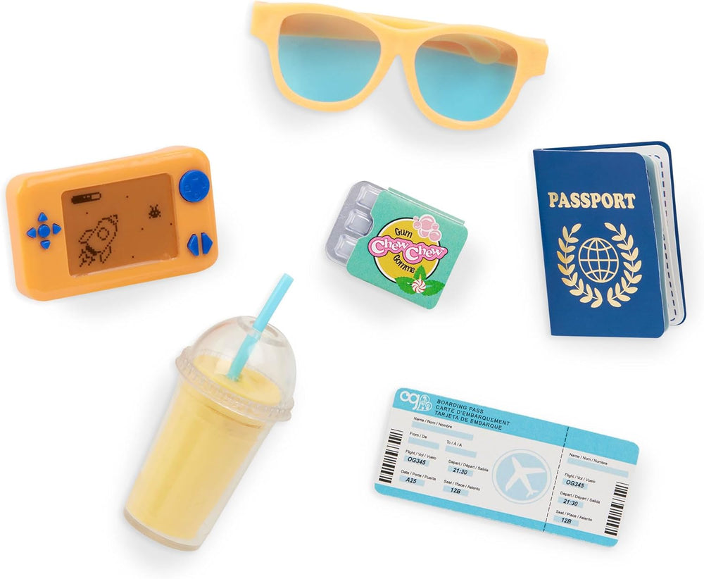 Our Generation – Milo – Păpușă băiat 46 cm – Ochi căprui realiști și păr castaniu creț – Bagaj cu roți și accesorii de călătorie – Joc de simulare – Jucărie pentru copii cu vârsta de 3 ani și peste