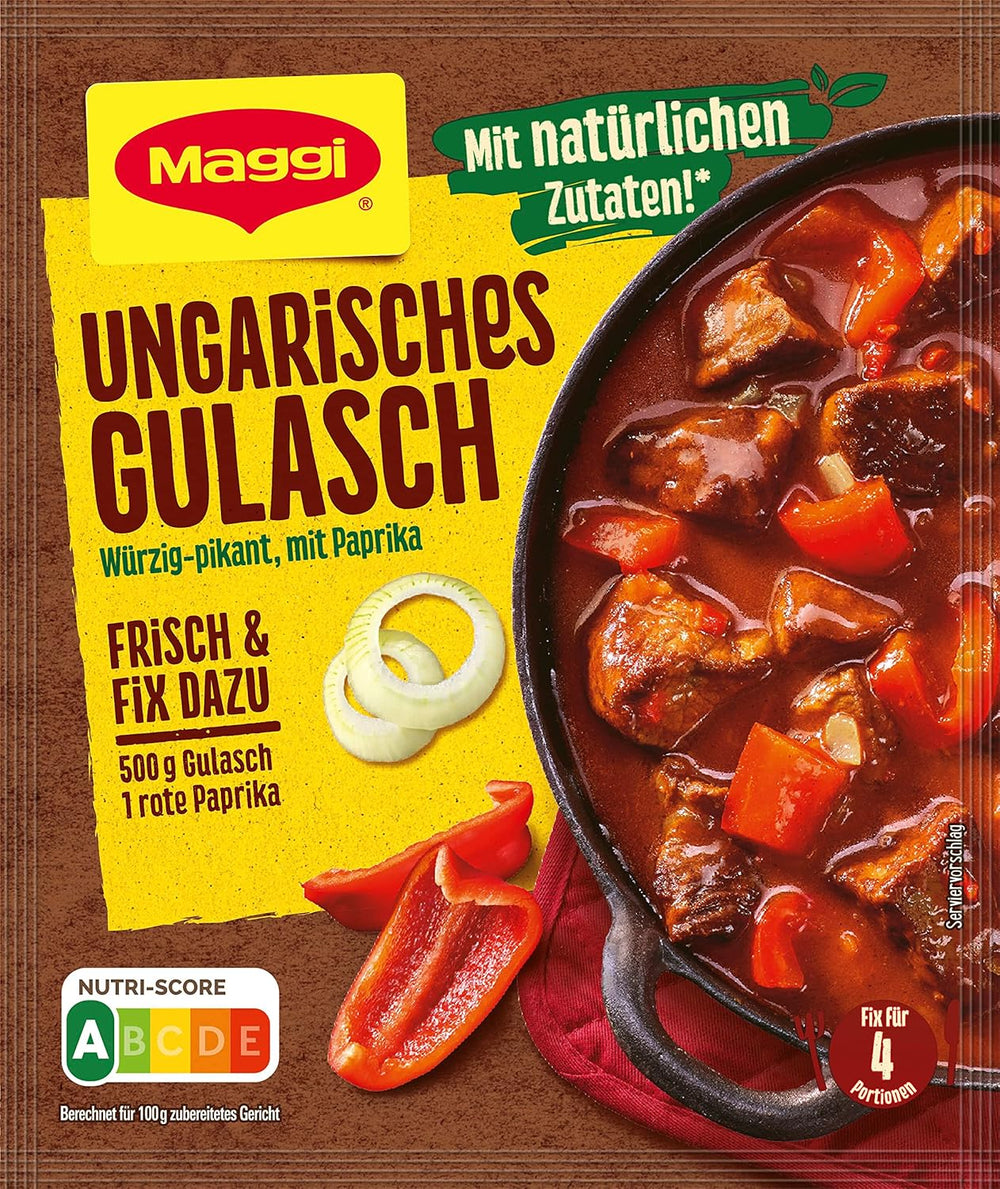 MAGGI Fix para gulash húngaro, Würzmischung, mit natürliche Ingredient*, para 4 porciones, 1er paquete (1 x 56g Packung)