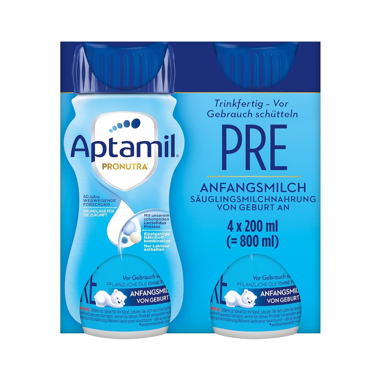 Aptamil Pronutra Pre - Fórmula infantil desde el nacimiento - Con aceites vegetales, sin aceite de palma - 6 x 4 x 200 ml (4800 ml)