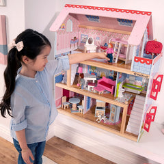 Kidkraft Dollhouse Chelsea din lemn cu mobilier și accesorii pentru mini păpuși, set de joacă pentru mini păpuși, jucărie pentru copii de la 3 ani, 65054, exclusiv la Amazon Casute de papusi Naty Shop