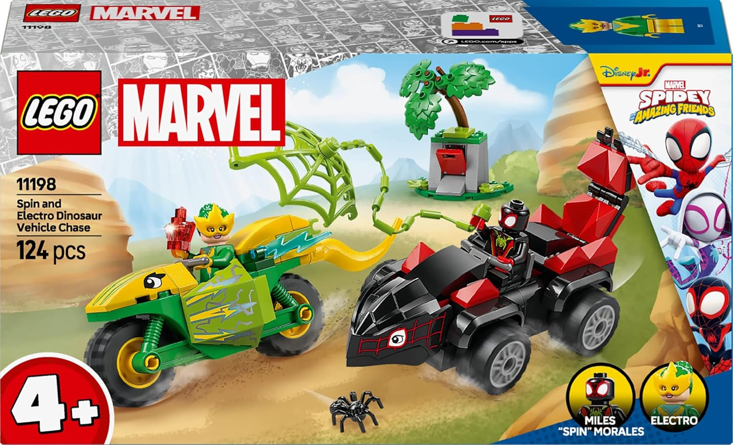 LEGO Marvel Action Fun With Spin And Electro In Their Dino Speedsters, Buildable Superhero Car For Boys And Girls From 4 Years, Hero Set With Toy Car, Spidey And His Super Friends 11198 Seturi de constructie Besuche den LEGO-Store