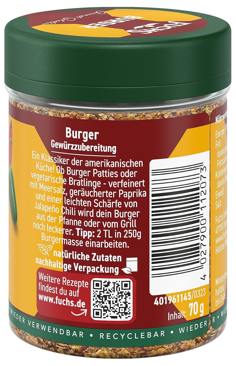 Mezcla de condimentos para hamburguesas Fuchs: sabor intenso para las hamburguesas