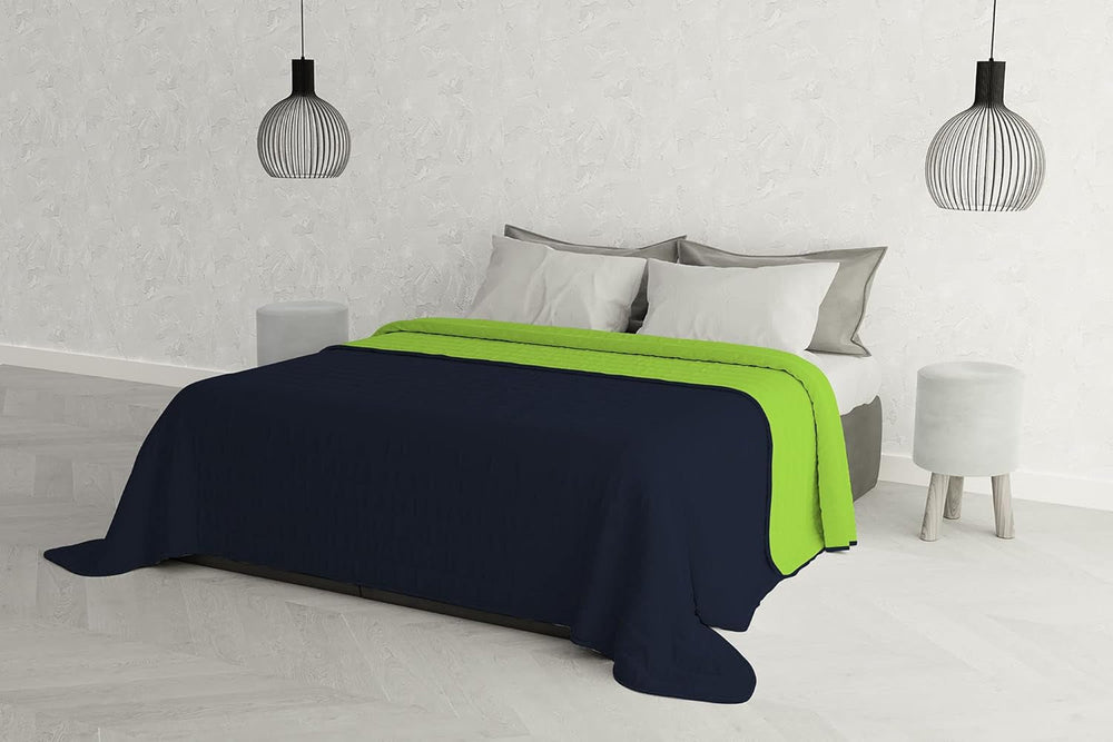 Elegante colcha para cama doble 260 X 270 Cm Azul oscuro/Verde macho Camas y mantas Besuche den Italian Bed Linen-Store Azul oscuro/Verde macho