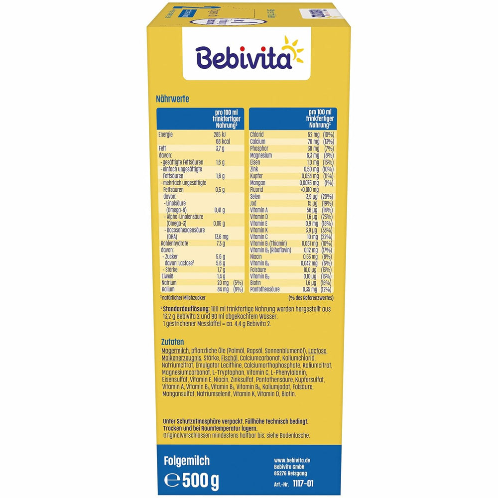 2 Folgemilch (4 x 500 g), cada 6 meses, con vitamina C y D, omega-3 (DHA), altersgerecht sättigend