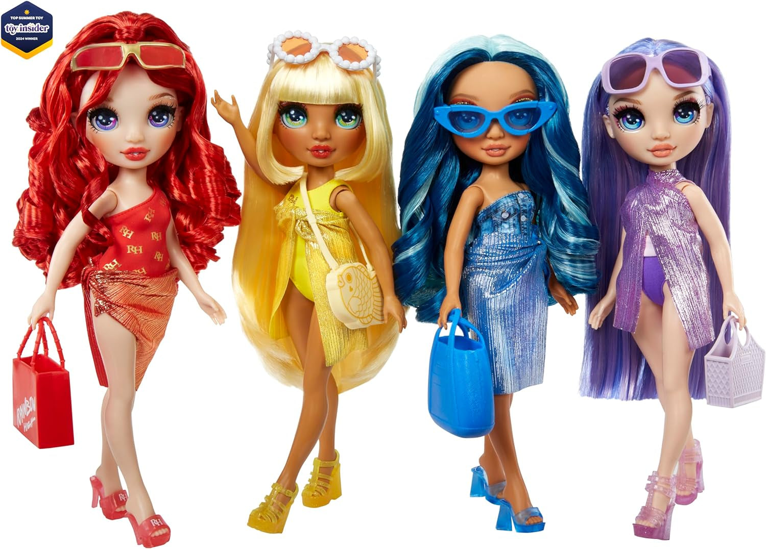 Rainbow High Swim & Style - Ruby (rojo) - Muñeca de 28 cm de altura con pareo brillante, se puede usar de más de 10 maneras - bañador extensible, sandalias, accesorios de juego - juguete - ideal de 4 a 12 años Naty Shop Dolls