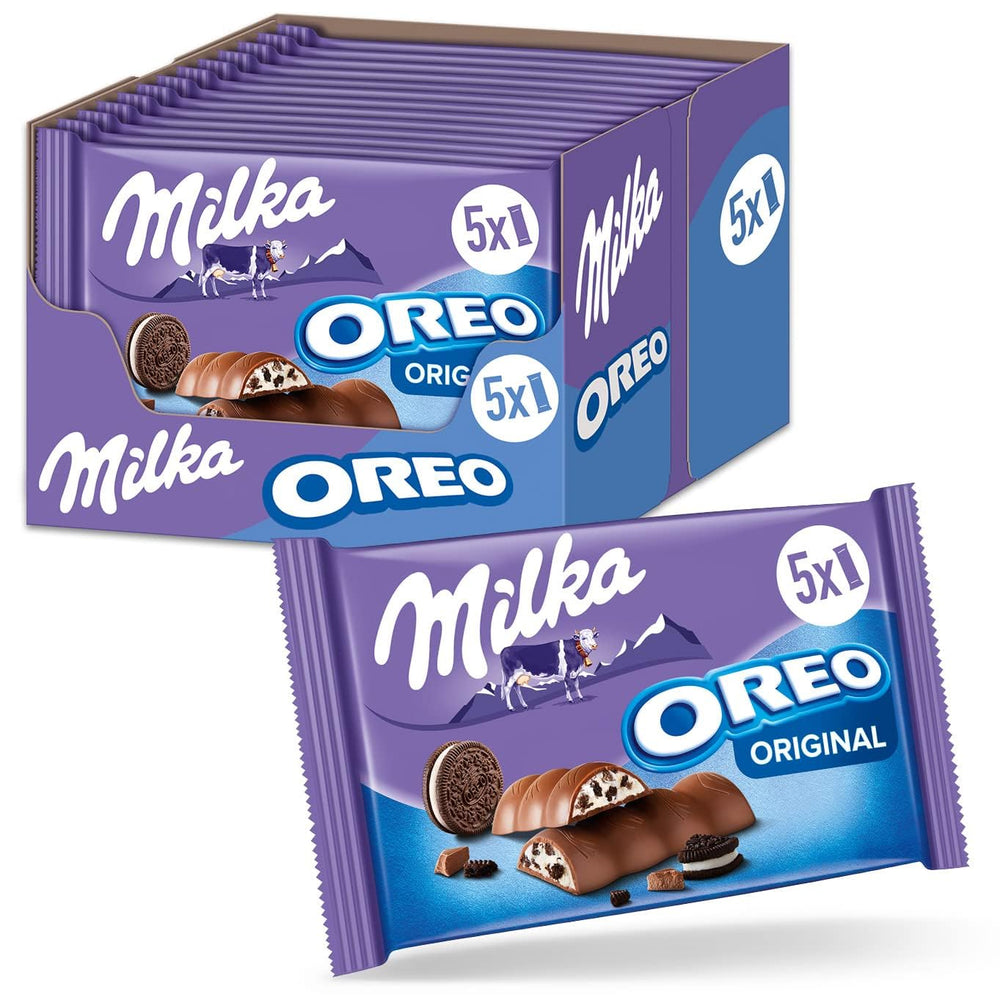 Barritas Milka & OREO – Chocolate con leche alpino con crujientes trozos de galletas OREO en crema de leche – 13 x 185g
