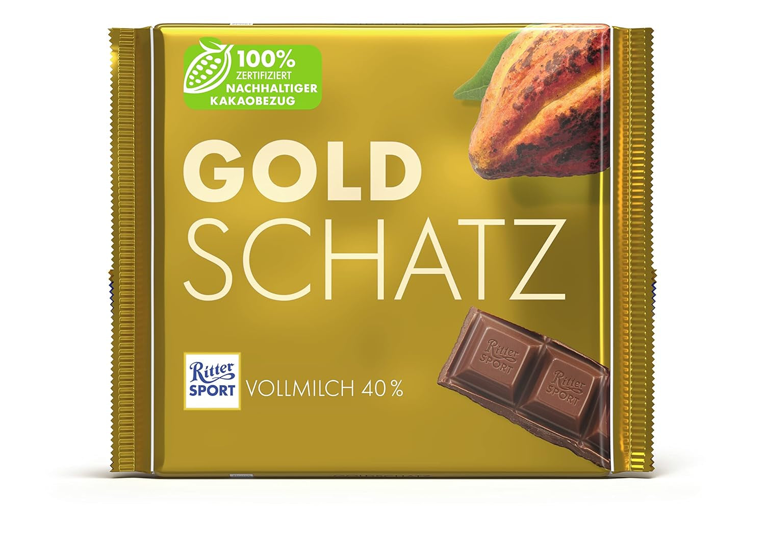 Ritter Sport - Gold Treasure - 11 x 250g, Chocolate con leche fino con trozos de caramelo, Chocolate clásico para compartir con amigos, 11 barras x 250g