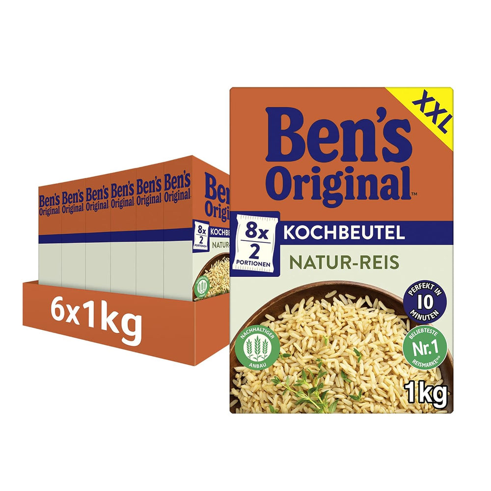 BEN'S ORIGINAL™ arroz natural en bolsa, 9 x 500 g