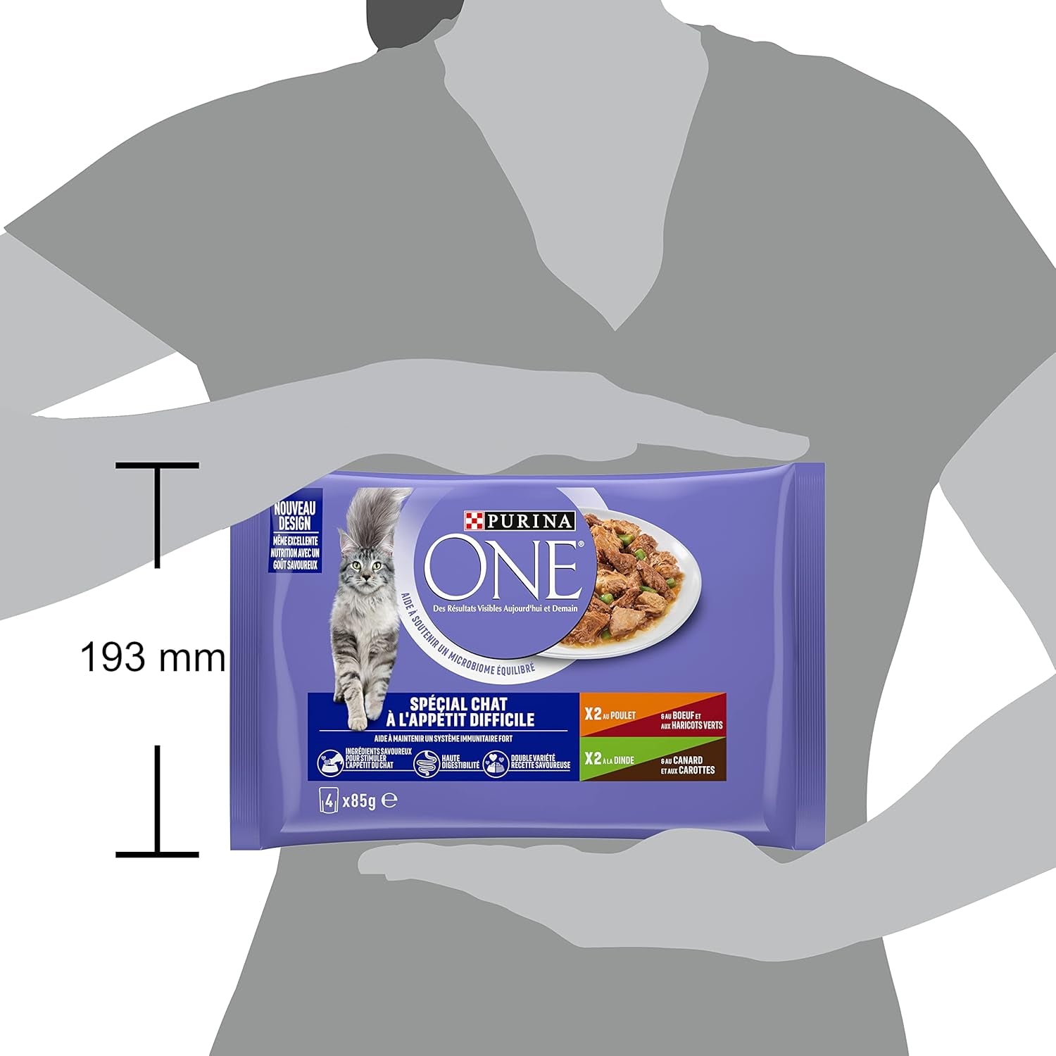 Purina One - Spezialfutter in Sauce Rind/Huhn/Ente und Truthahn für Katzen mit Appetit, 340 g