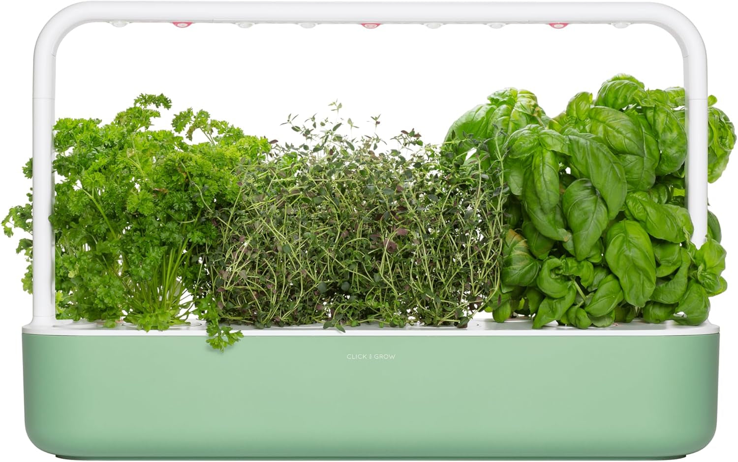 Click and Grow Jardín Interior, Más Fácil que el Sistema de Cultivo Hidropónico, Jardín Inteligente LED, Jardín de Hierbas, Invernadero Interior con 9 Cápsulas Vegetales Incluidas (Blanco)