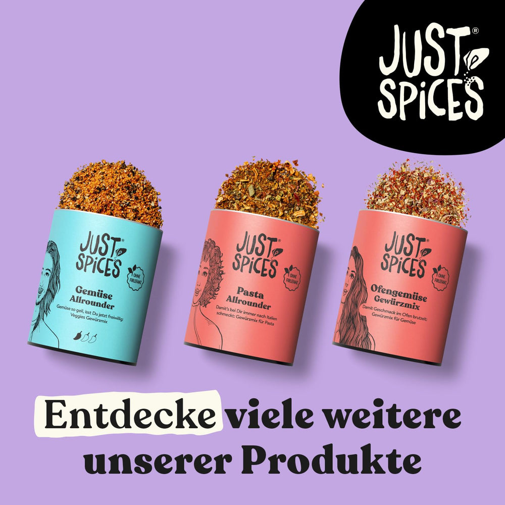Just Spices Gemüse Allrounder I Jedes Gemüse von Berenjena bis Zucchini lecker würzen I Gewürzdose, 75 g