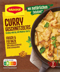 MAGGI Fix para curry Geschnetzeltes, Würzmischung, con ingredientes naturales*, para 2 porciones, 1 paquete (1 x 41 g)