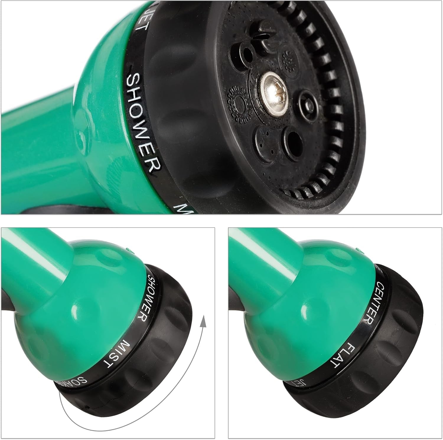 Furtun spiralat Relaxdays, extensibil până la 20 m, furtun flexibil de grădină cu pulverizator de apă, 7 modele de pulverizare, verde