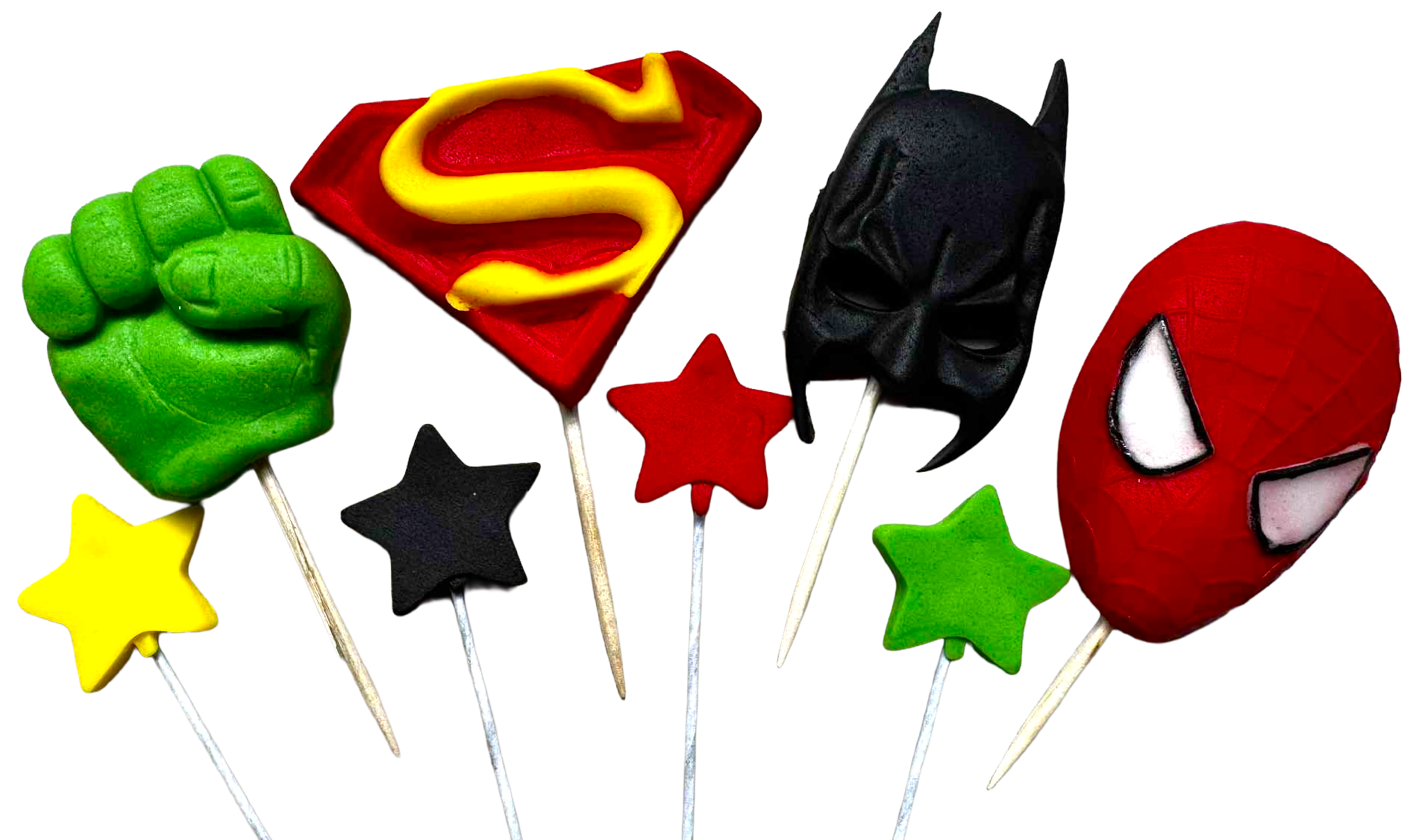 Superhéroes Set de Decoraciones Comestibles – 8 Figuritas de Pasta de Azúcar, Tallas 2–5,5 cm