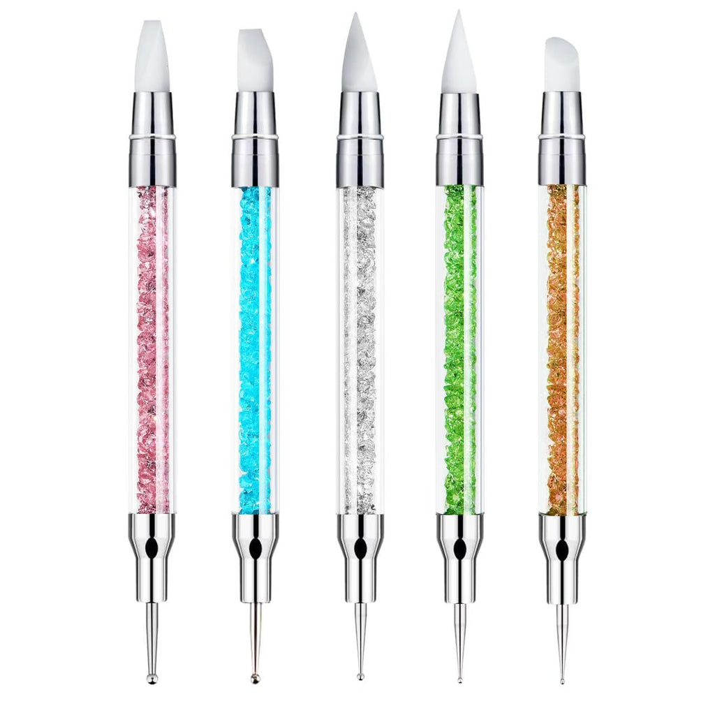 ZEOHBETY Nagelkunst-Skulpturstift, 5 Stück Doppelspitzen-Silikon-Nagelwerkzeuge Für Harz, Silikonpinsel, Acrylstift, Nagelkunst-Pinsel, Nagelfolienschnitzen, Zeichnen, Effekt, Formen, Zeichnen