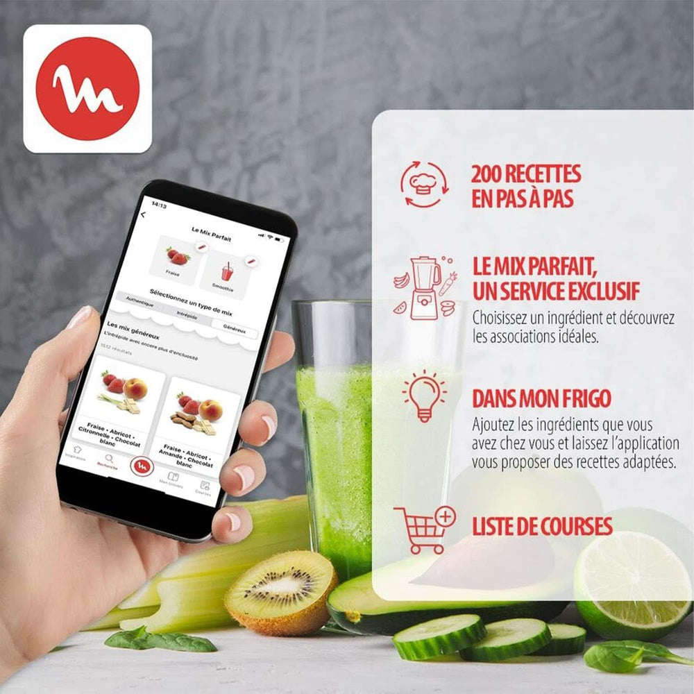 Soup&Plus LM924500 Batidora de pie, 1100 W, Schüssel 2 L, Edelstahlklingen, 3 programas automáticos, Manueller Modus, Perfektes Mixen, Suppen, Smoothies, Eussies, Made in France, Soup&Plus Mother and Child Naty Shop