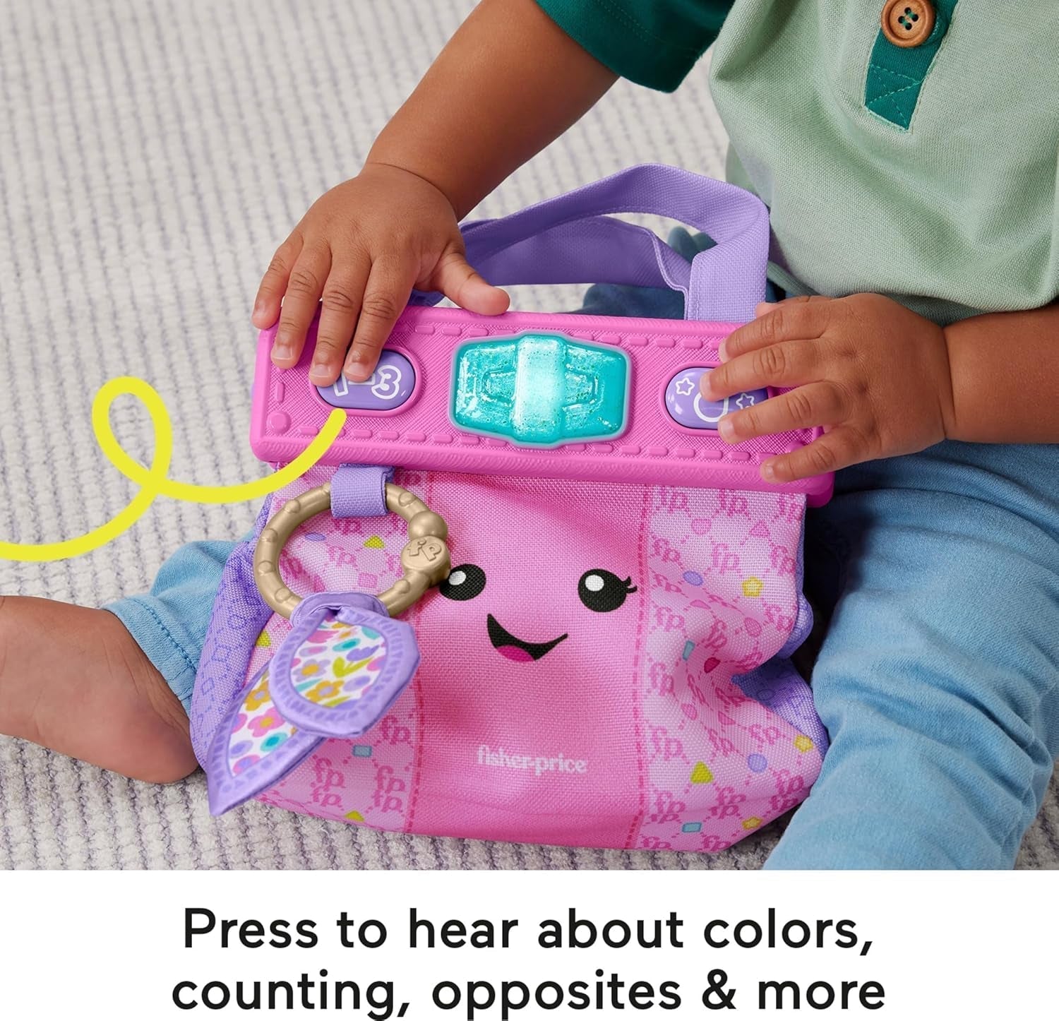 Fisher-Price Baby Learning Toy Laugh & Learn Purse, Going Places Bag with 4 Pretend Play Accessories for Babies & Toddlers 6 months and up, HTW89 Jucarii Bebe Naty Shop
