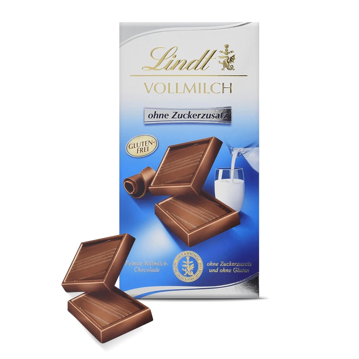 Chocolate con leche Lindt sin azúcares añadidos | Barra 100g | Lo mejor y sin gluten | regalo de chocolate
