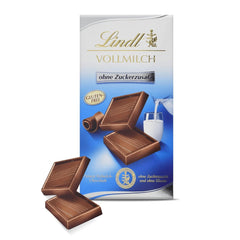 Chocolate con leche Lindt sin azúcares añadidos | Barra 100g | Lo mejor y sin gluten | regalo de chocolate
