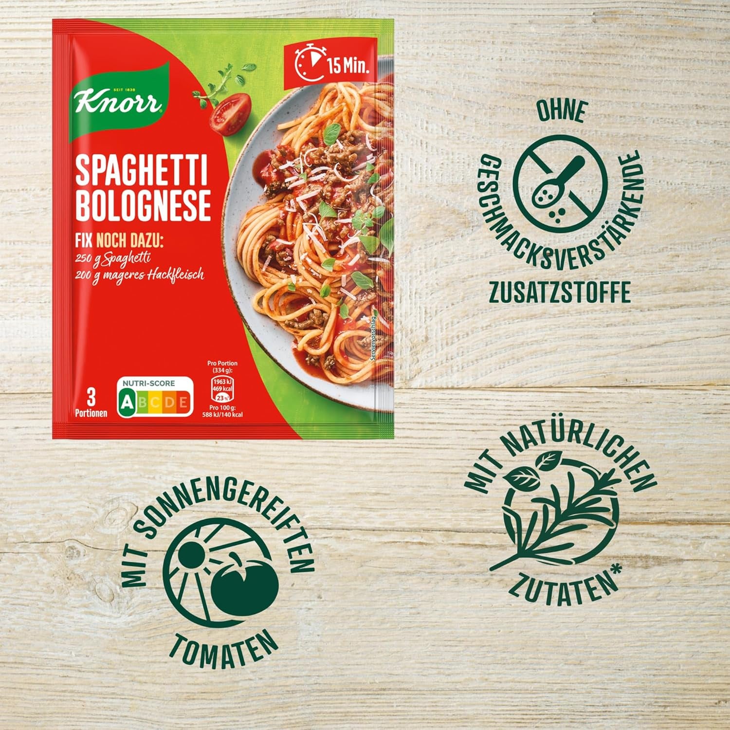 Knorr Fix Würzmischung Spaghetti Boloñesa para un delicioso plato de fideos con ingredientes naturales 40 g