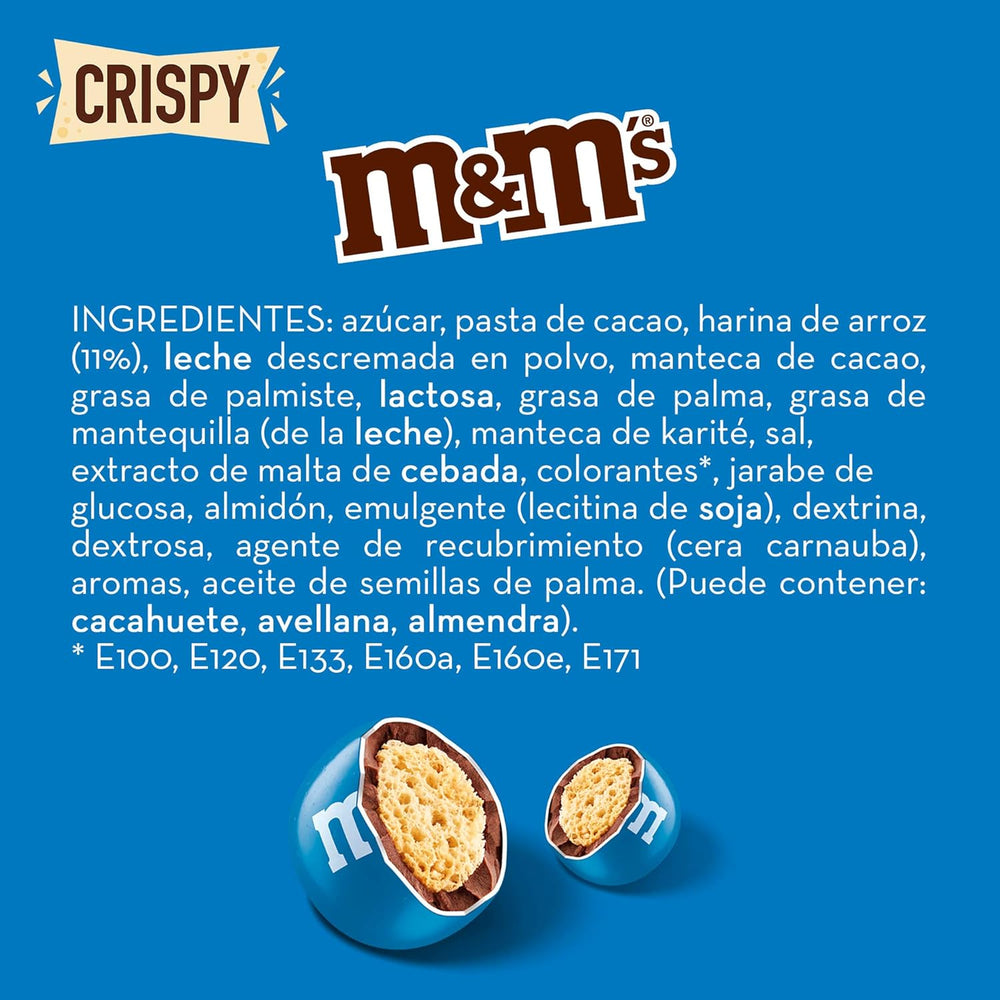 M&M'S Crispy, lentejas crujientes de chocolate y centro crujiente, chocolate, 1 paquete (1 x 340 g) (paquete de 2)