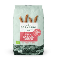 Pasta Penne Rigate Bio N.91 - 500g con harina de espelta, harina de lentejas y harina de quinoa - Rica en proteínas, fuente de fibra y proteínas